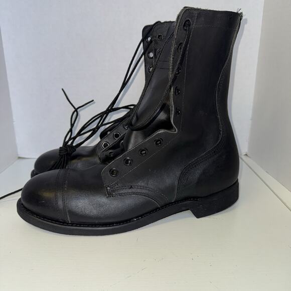 Vintage 88 Black 10.5 Leather Combat Boot COVE Military Steel-toe BILTRITE NWOB main image 10